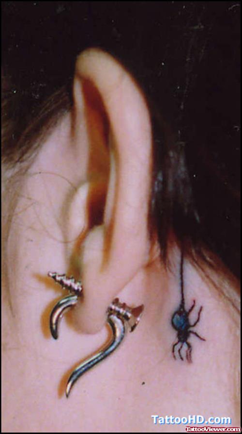 Spider Back Ear Tattoo