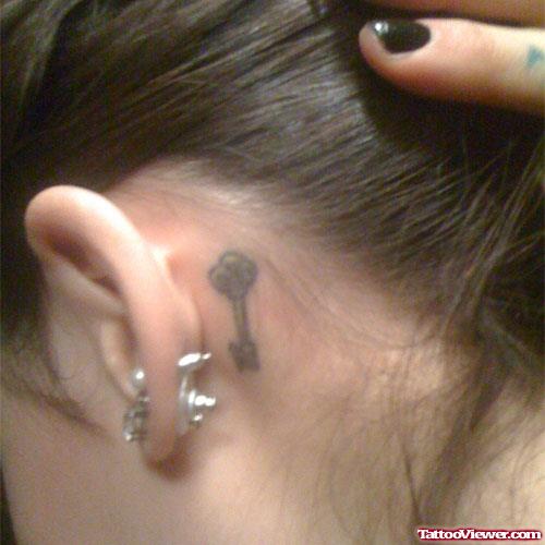 Key Tattoo Behind Ear
