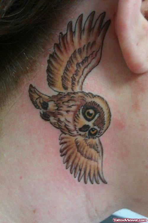 Flying Owl Ear Tattoo