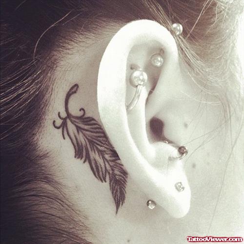 Feather Ear Tattoo For Girls