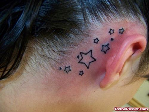Beautiful Outline Stars Ear Tattoos