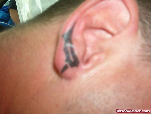 Tribal Right Ear Tattoo