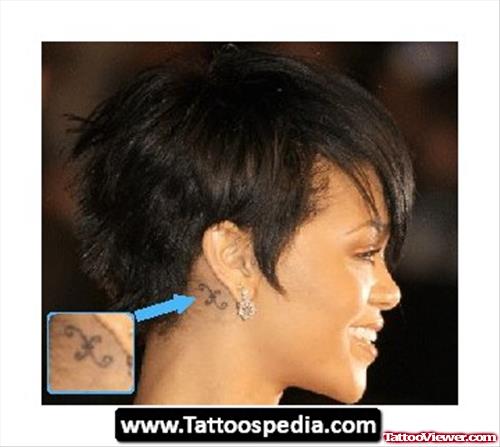 Rihanna Zodiac Tattoo Behind The Ear
