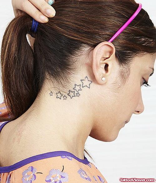 Outline Stars Back Ear Tattoos