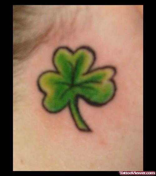 Green Clover Leaf Back Ear Tattoo