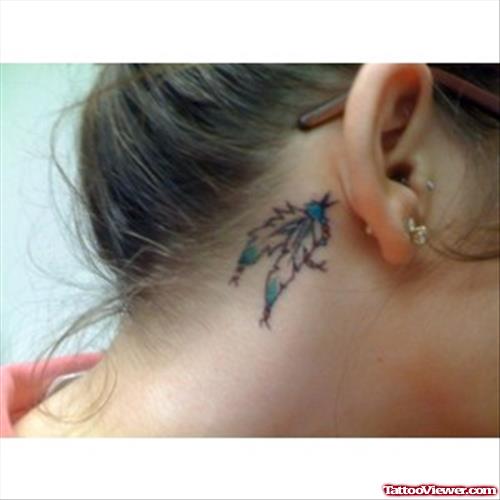 Feathers Back Ear Tattoo