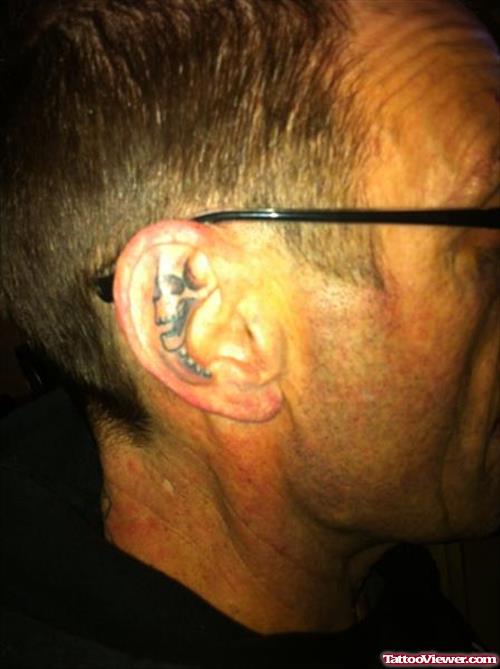 Skull Ear Tattoo For Men