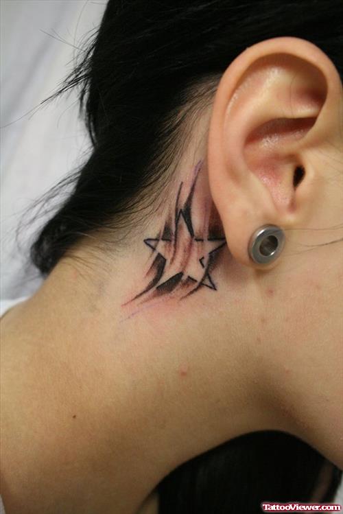 Little Star Tattoo Behind The Ear