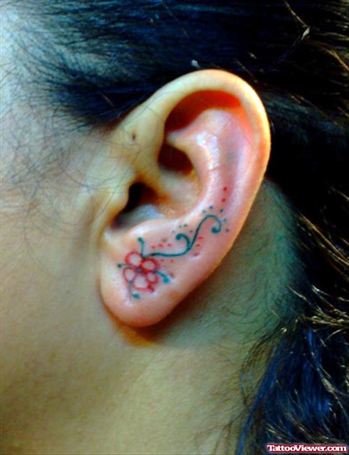 Flower Ear Tattoo