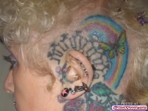Rainbow Butterfly Ear Tattoo Tattoos