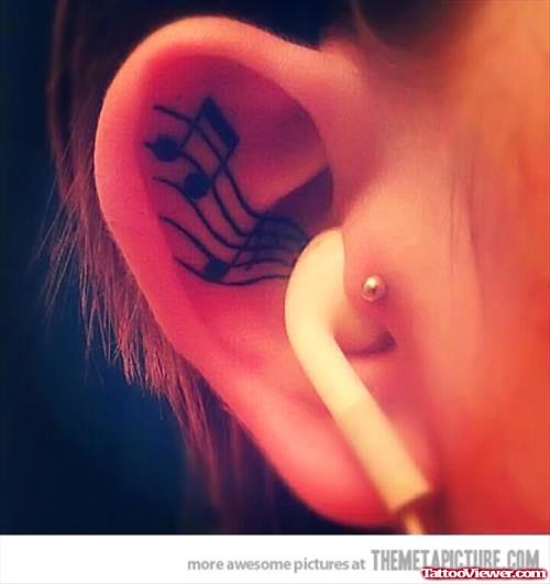 Musical Left Ear Tattoo