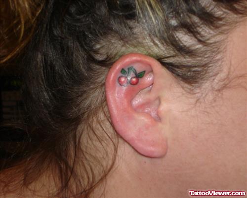 Cherry Tattoos Inside Ear