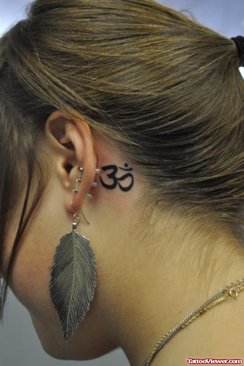Om Symbol Tattoo Behind the Ear
