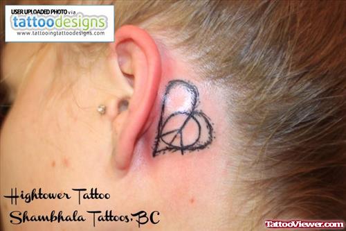 Peace Heart Ear Tattoo