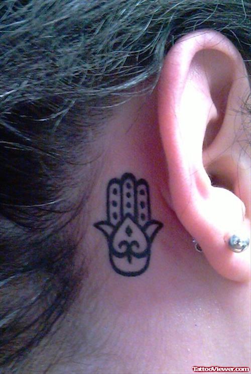 Hand Of Fatima Ear Behind Tattooo