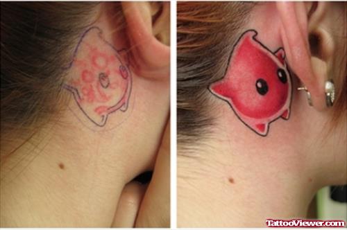 Beautiful Tattoo On Girl Ear