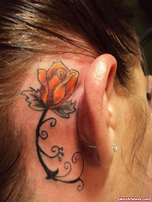 Beautiful Flower Ear Tattoo
