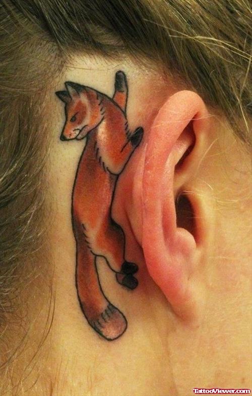 Colored Fox Ear Tattoo