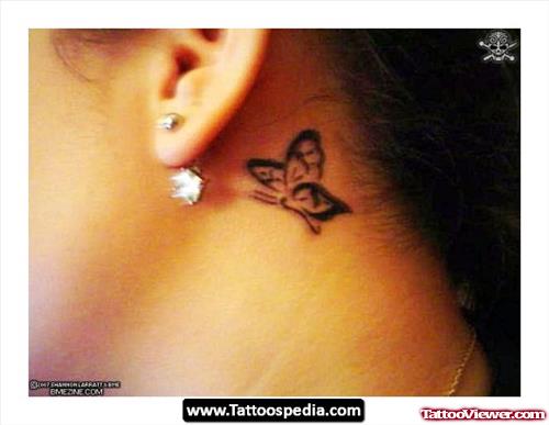 Behind The Ear Butterfly Tattoo