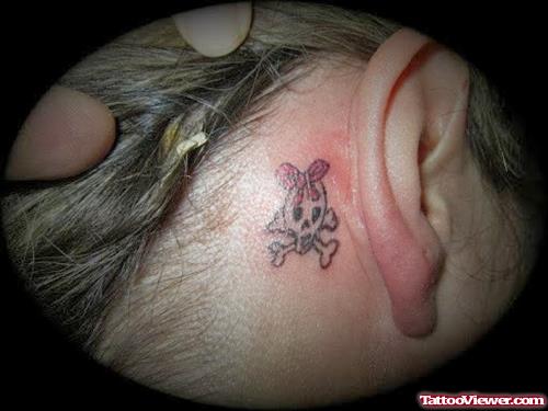 Beautiful Pirate Skull Ear Tattoo