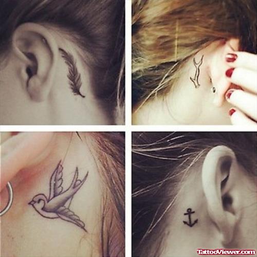 Back Ear Tattoos For Girls