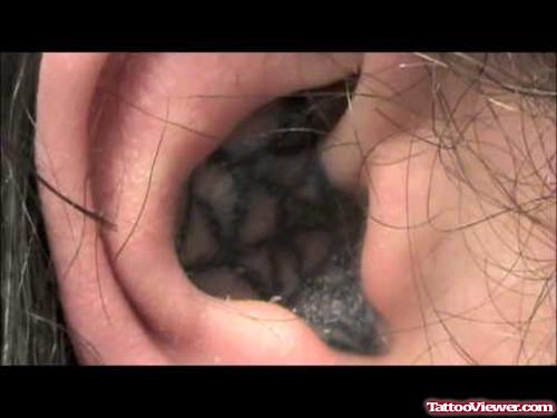 Amazing Spider Web Ear Tattoo