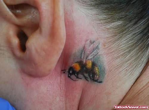 Bee Tattoo Behind Ear