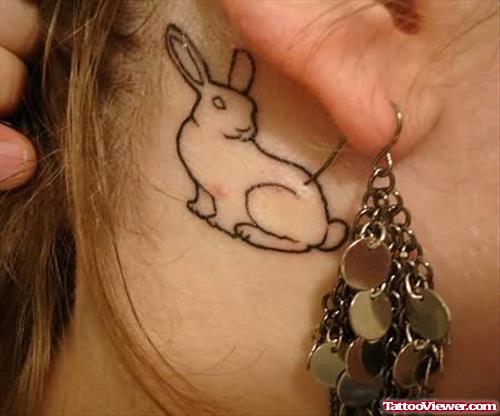 Rabbit Tattoo On Behind Ear