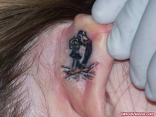 Bird Tattoo Behind Ear