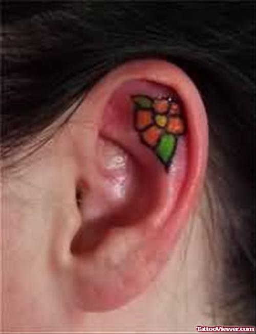 Leaf Tattoo In Ear