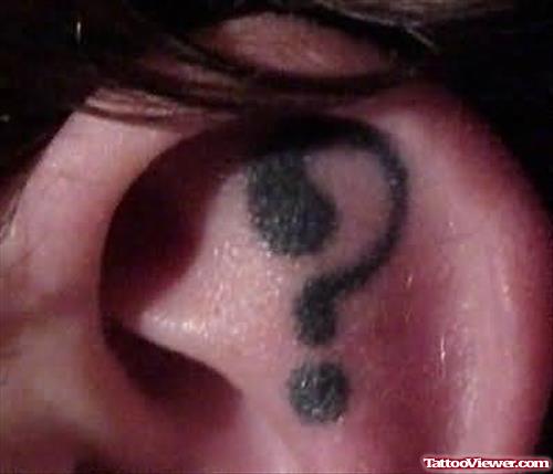 Question Mark Tattoo Inside Ear