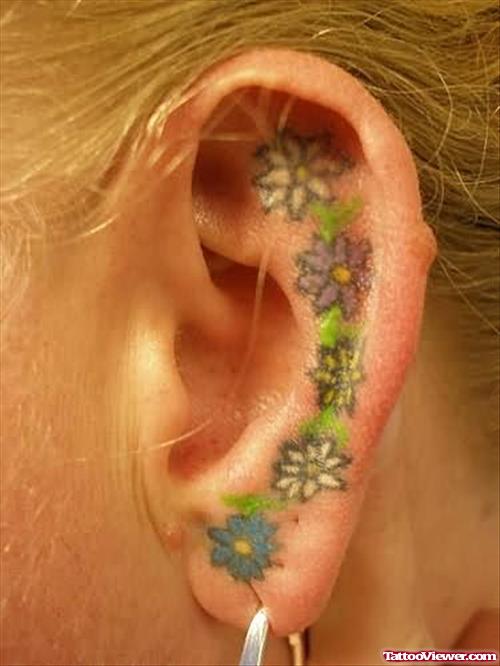 Tiny Flower Tattoos Inside Ear