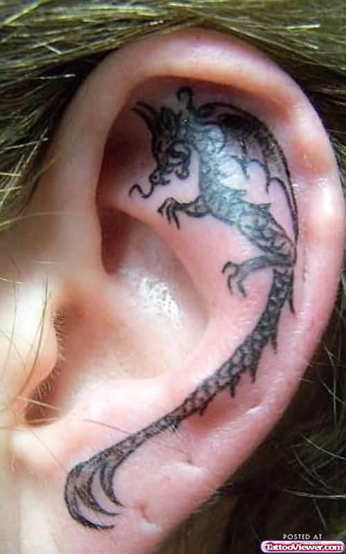 Insect Tattoo Inside Ear
