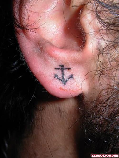 Anchor Tattoo Inside Ear