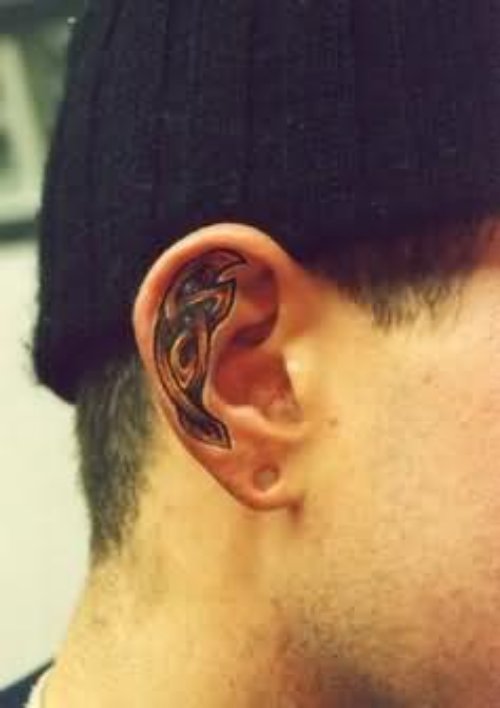 Cool Knot Work Tattoo On Ear