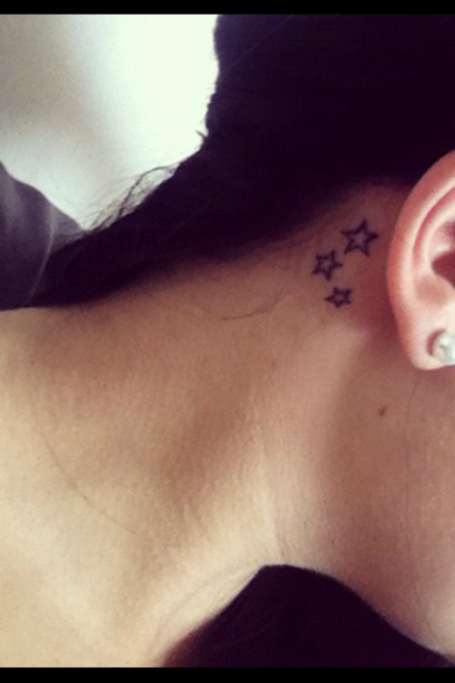 Tiny Stars Below Ear Tattoo