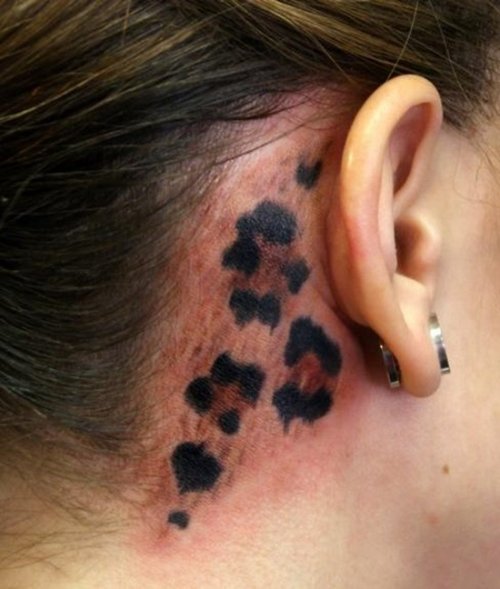 Leopard Prints Tattoos On Behind Ear