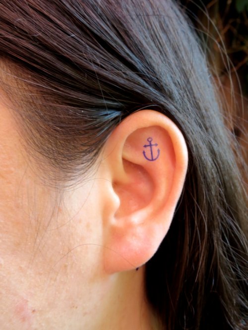 Anchor Left Ear Tattoo