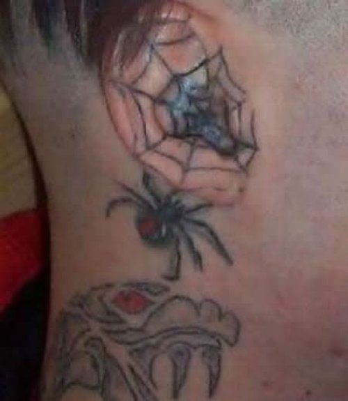 Spiders Tattoos On Ear