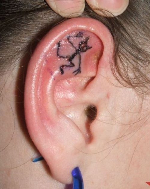 Black Cat Ear Tattoo
