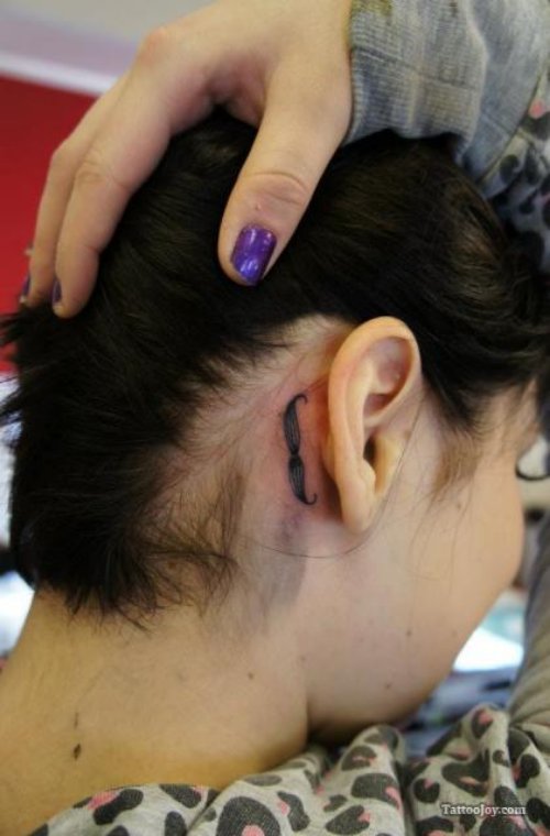 Moustache Ear Tattoo Behind Ear