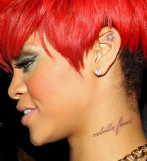 Rihanna Left Ear Star Tattoo