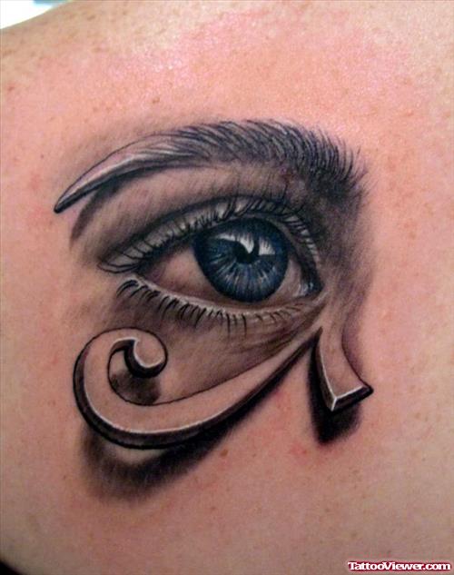 Egyptian Eye Tattoo On Left Back Shoulder