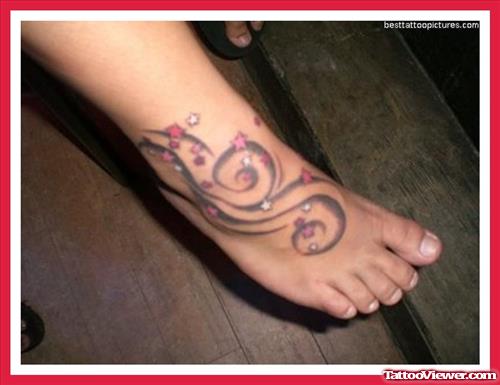 Egyptian Stars Tattoos On Right Foot
