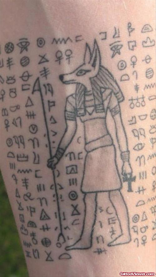 Beautiful Grey Ink Egyptian Tattoo