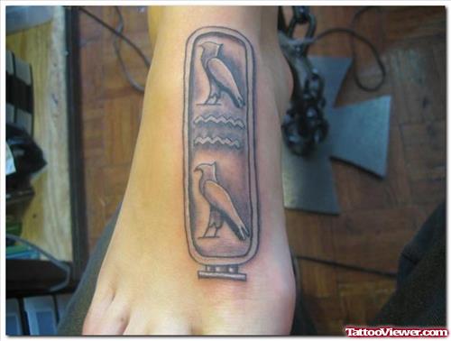 Egyptian Tattoo On Right Foot