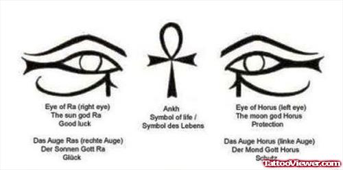 Ankh And Egyptian Eyes Tattoos Design