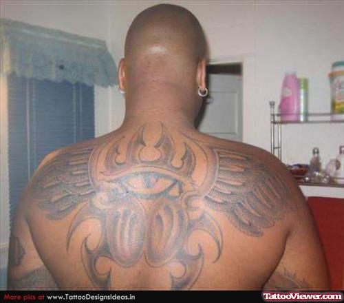 Tribal Winged Eye Egyptian Back Body Tattoo