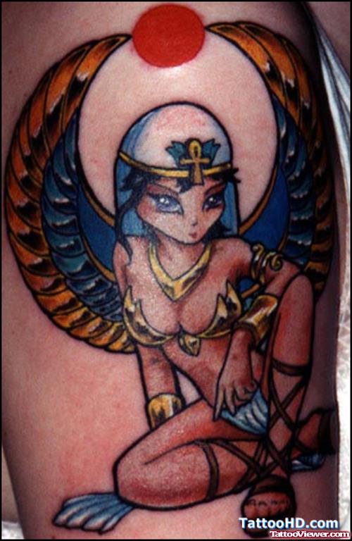 Egyptian Girl Tattoo On Sleeve