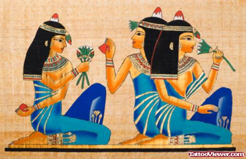 Colored Egyptian Girls Tattoos